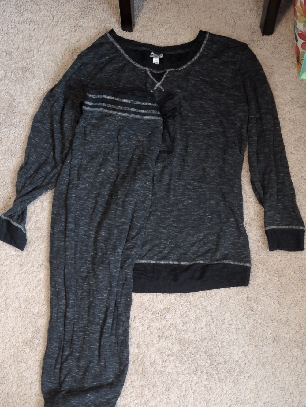 black BOW Charcoal Heather Lounge shirt Set